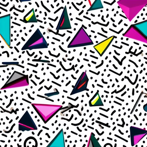 MemphisStyle-6750, multicolor shapes, triangles, circles, hexagons, lines, (halftones), vector art, (white background)